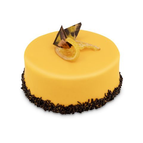 Tort Pomarańczowo-Czekoladowy – Biszkopt czekoladowy, śmietanka, czekolada deserowa, czekolada białą, czekolada mleczna z chrupiącą czekoladowo- pomarańczową prażynką